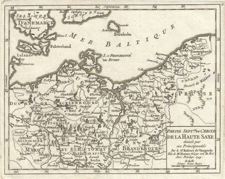 1749 Vaugondy Map of Northern Upper Saxony, Germany