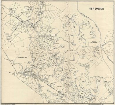 1933 Printers Limited Map of Seremban, Malaysia