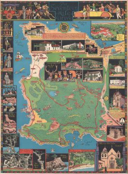 1927 Jo Mora Map of Monterey Peninsula - Seventeen Mile Drive!