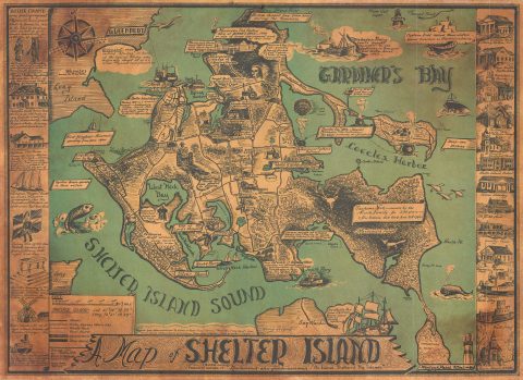 1966 Edith Shepherd Pictorial Map of Shelter Island, Long Island