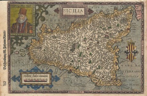 1600 Quad Map of Sicily, Italy