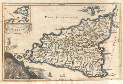 1799 Map of Sicily, Italy