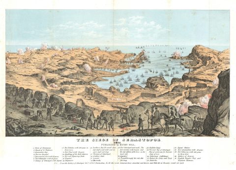 1855 Bill Chromolithograph View of the Siege of Sevastopol, Crimea
