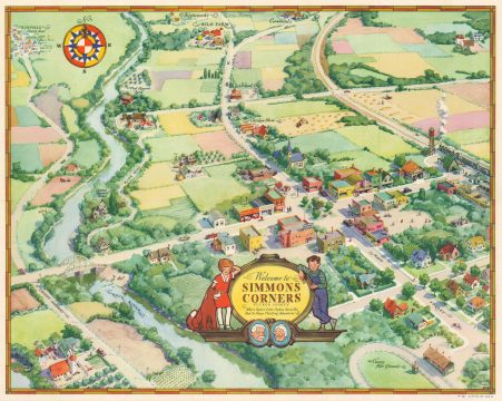 1936 Keith Ward Map of Simmons Corners (Little Orphan Annie Radio Show)