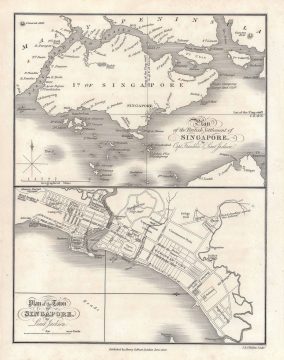 1828 Jackson / Crawfurd Map of Singapore - first map of Singapore!