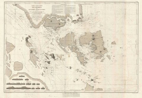 1847 Dortet de Tessan Map of Singapore and Vicinity