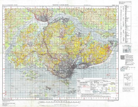 1955 British War Office Chart of Singapore and Jahore Bahru, Malaysia