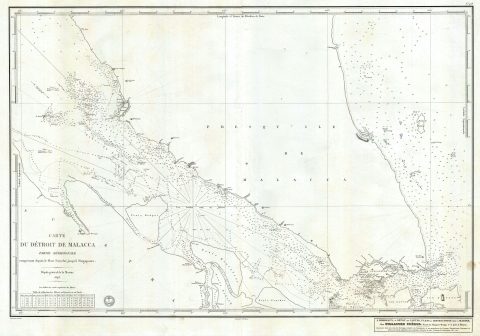 1843 Depot de la Marine Map of Singapore and the Strait of Malacca