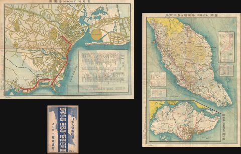 1942 Japan Club Map of Singapore City and the Malay Peninsula
