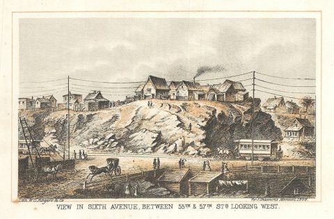 1868 Shannon and Rogers View Looking West on Sixth Avenue in Midtown Manhattan, New York City