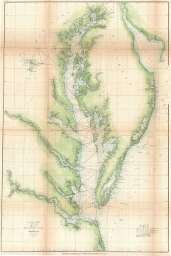 1861 U. S. Coast Survey Chart or Map of the Chesapeake Bay and Delaware Bay