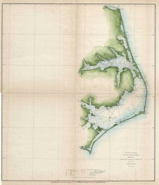 1851 U. S. Coast Survey Map of the Carolina and Virginia Coast (Pamlico Sound, Albemarle Sound)