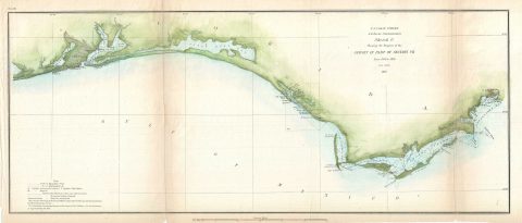 1855 U.S. Coast Survey Chart or Map of the Western Florida Panhandle