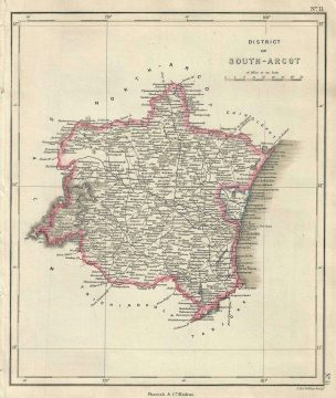 1854 Pharoah and Company Map of the District of South Arcot, Tamil Nadu, India