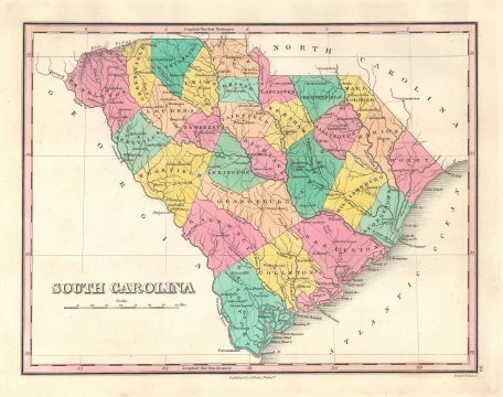 1827 Finley Map of South Carolina