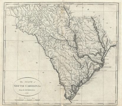 1796 John Reid Map of South Carolina  - one of the earliest obtainable maps of South Carolina