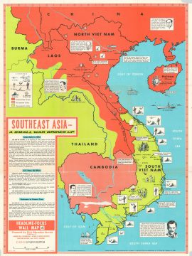 1965 Civic Education Service Map of Southeast Asia During the Vietnam War