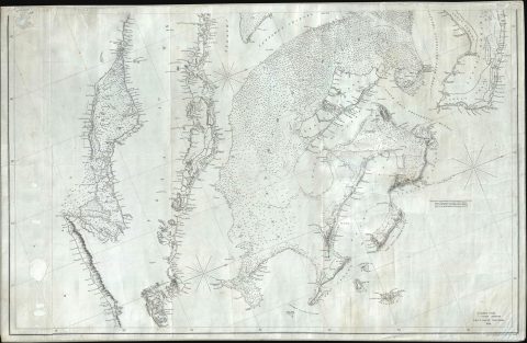 1844 Copley Blueback Nautical Chart or Maritime Map of the Bahamas and Cuba