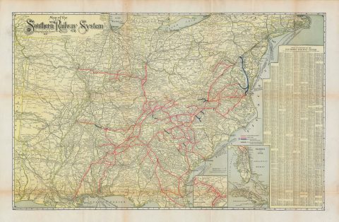 1926 Matthews Northrup Map of the Southern Railway System - Southeastern US