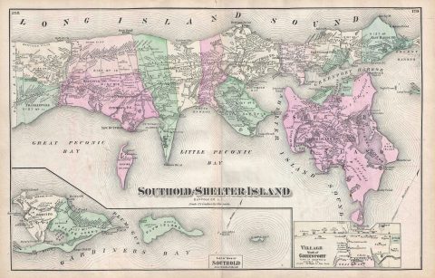 1873 Beers Map of Southold and Shelter Island, Long Island, New York