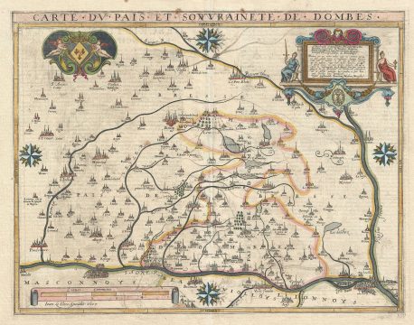 1617 Le Clerc Map of Dombes, France (Bugey Wine Region)