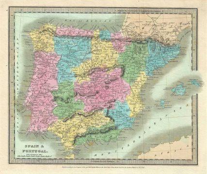 1834 Burr Map of Spain and Portugal