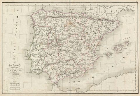 1850 Delamarche Map of Spain and Portugal