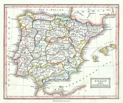 1845 Ewing Map of Spain and Portugal