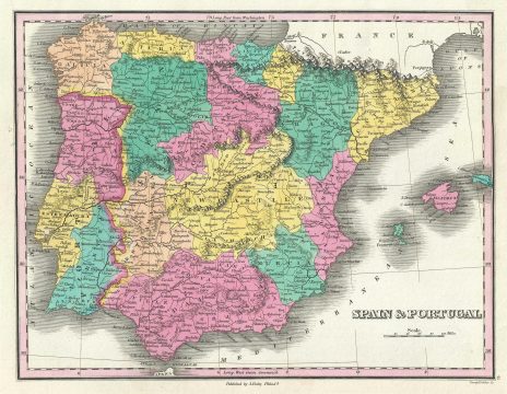1828 Finley Map of Spain and Portugal