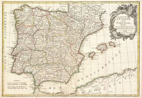 1775 Janvier Map of Spain and Portugal