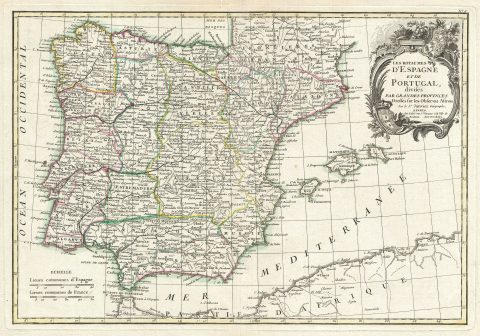 1783 Janvier Map of Spain and Portugal