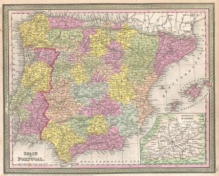 1854 Mitchell Map of Spain and Portugal