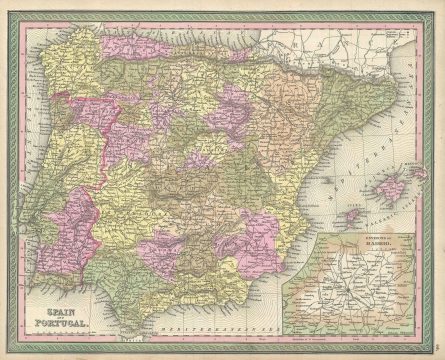 1849 Mitchell Map of Spain and Portugal