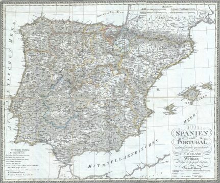 1827 Weiland Map of Spain and Portugal