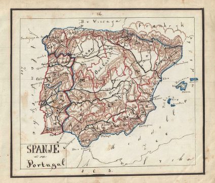 1871 Sikkel Manuscript Map of Spain and Portugal