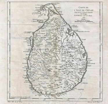 1750 Bellin Map of Ceylan or Sri Lanka