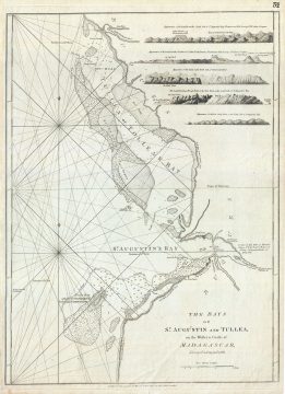 1794 Laurie and Whittle Nautical Map of the Bays of St. Augustin and Tullea, Madagascar