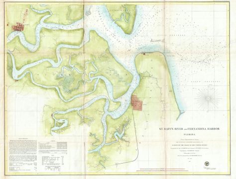 1857 U.S. Coast Survey Map of St. Mary's River and Fernandina Harbor, Florida