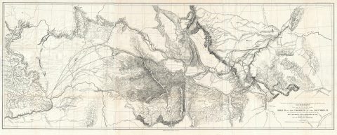 1855 Stevens Map of Northern Railroad Routes: Montana, Idaho, Washington