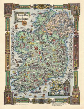 1936 Colortext Pictorial Story Map of Ireland