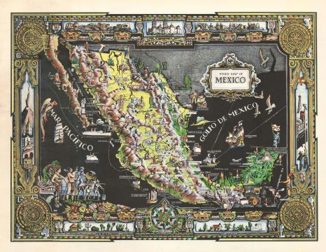 1939 Colortext Pictorial Story Map of Mexico