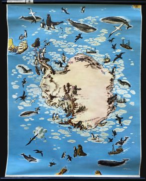 1957 Westermann Pictorial Wall Map of Antarctica and the South Pole