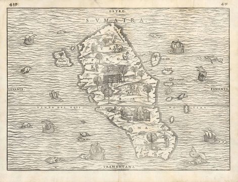 1556 Ramusio Map of Sumatra