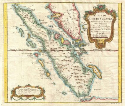 1749 Bellin Map of Sumatra, Malay, and Singapore