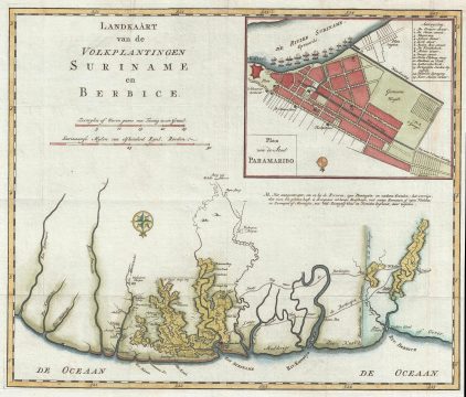 1767 Isaak Tirion Map of Suriname