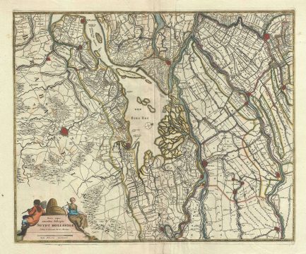 1721 De Wit Map of Southern Holland (The Netherlands)