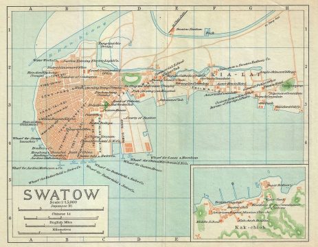 1924 Imperial Japanese Railway Map of Swatow or Shantou or Suatao, China