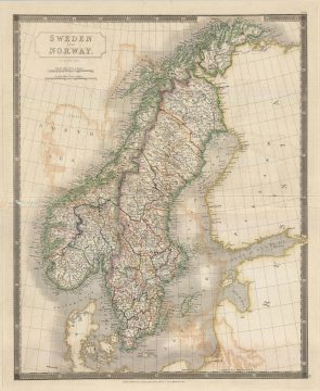 1835 Hall Map of Scandinavia: Sweden and Norway