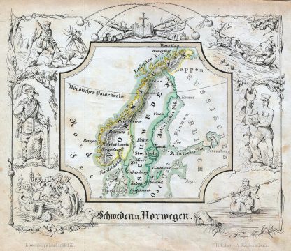 1846 Lowenberg Whimsical Map of Scandinavia