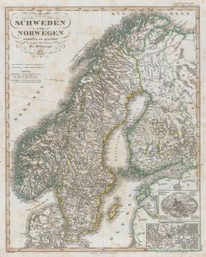 1853 Perthes Map of Sweden and Norway